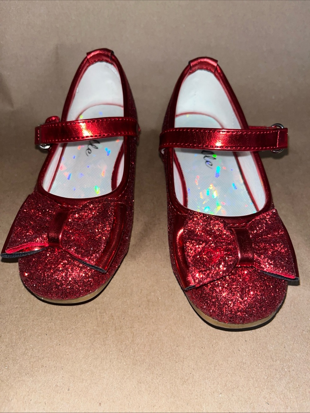 Girls Shimmery Red Bow Mary Jane Dress Shoes